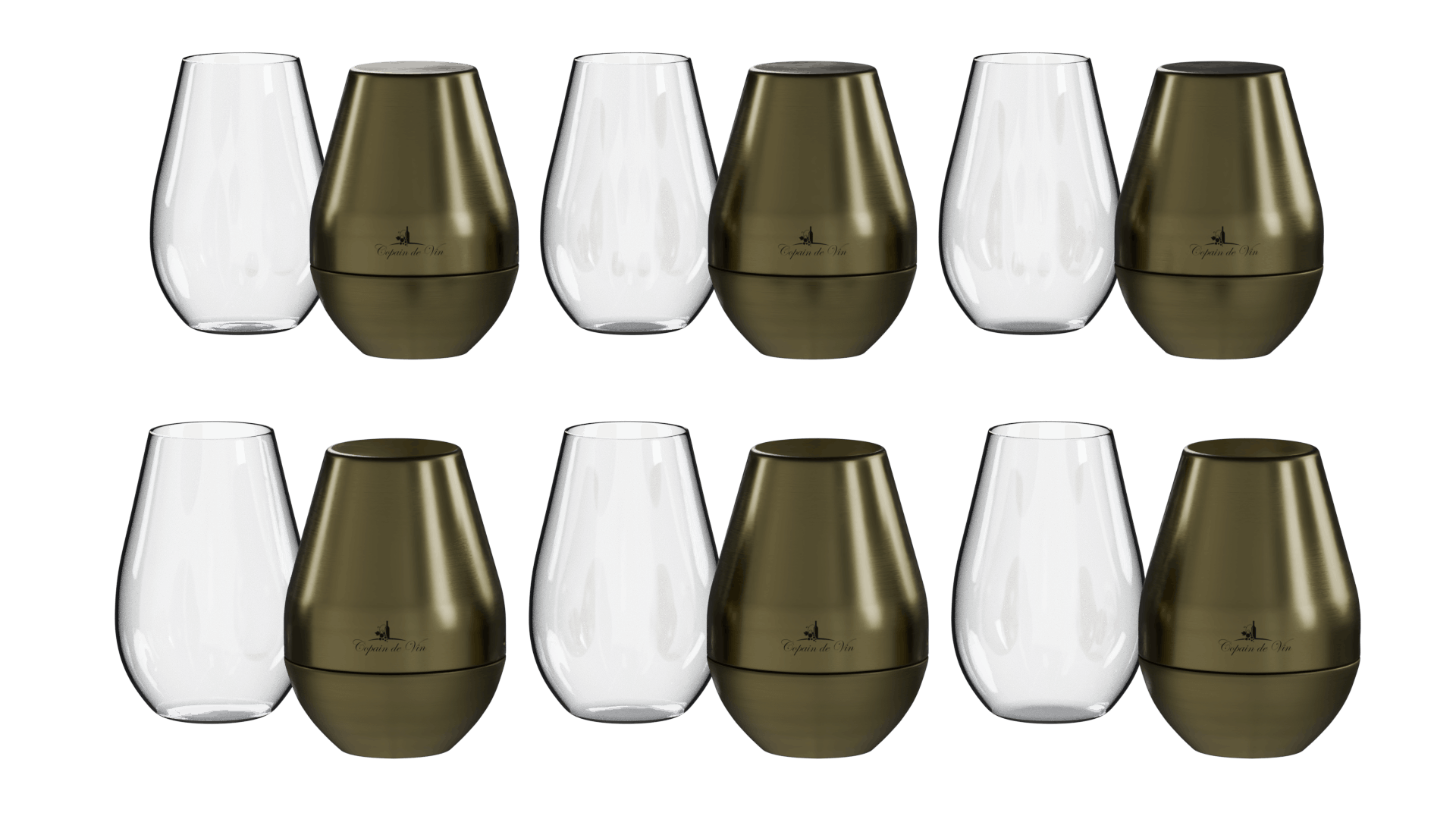 3 Double Packs (6 Glasses) / Gold